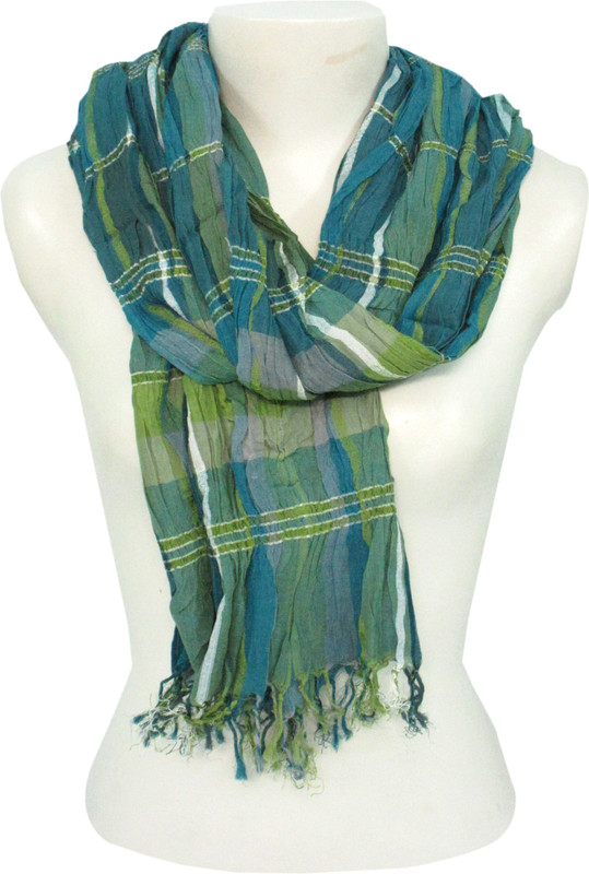 Dushaalaa Checkered Cotton Viscose Blend Women Scarf