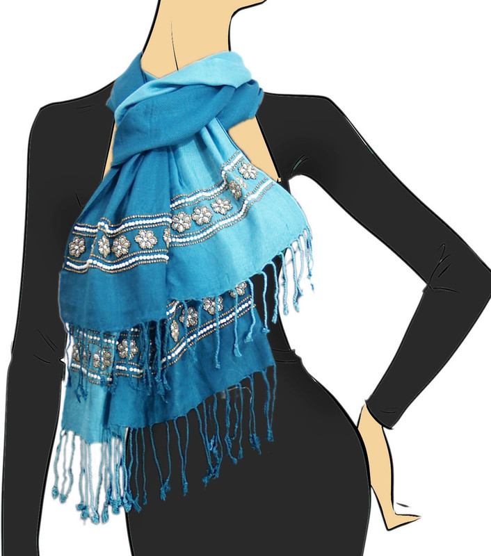VR Designers Embellished Cotton Viscose Blend Women Stole