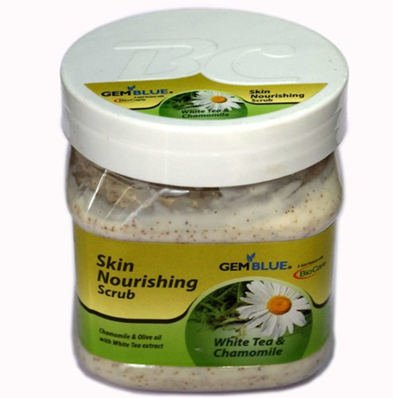 Biocare Gemblue Skin Nourishing White Tea & Chamomile  Scrub(500 ml) RS.299 (53.00% Off) - Flipkart