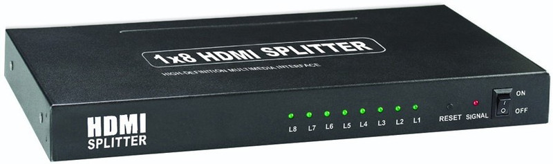 microware 1X8 8 Port Full HD HDMI Splitter Hub Repeater Amplifier 1080p 1 in 8 out HDMI Splitter Media Streaming Device(Black)