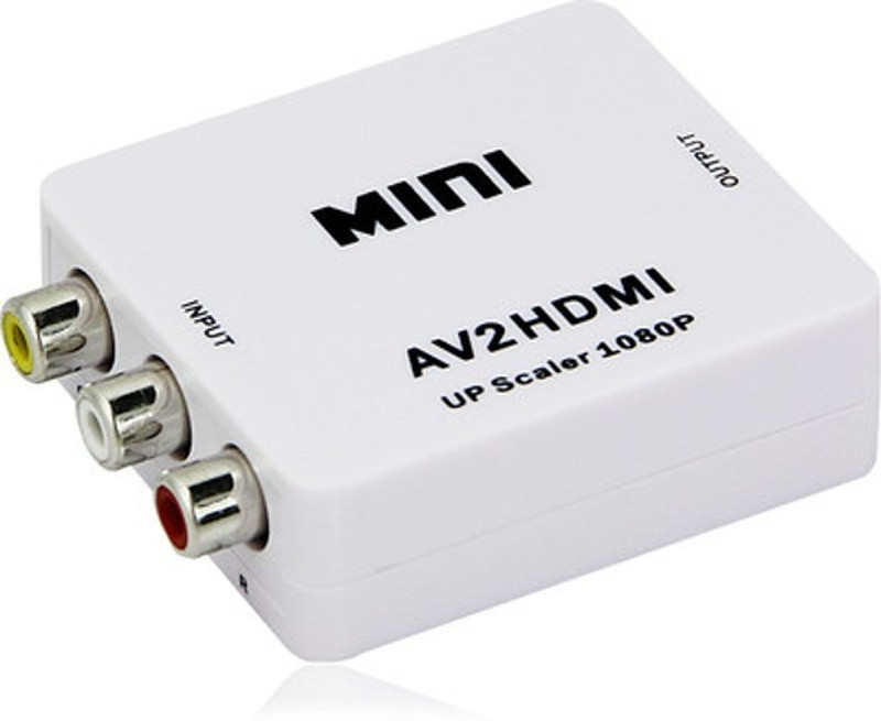 microware Mini AV2HDMI Composite RCA CVBS AV to HDMI Converter Adapter DVD 720P 1080P Media Streaming Device(White)