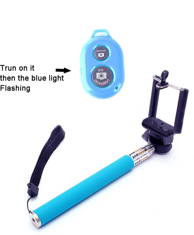 onsmobs Bluetooth Selfie Stick(Blue, Remote Included)