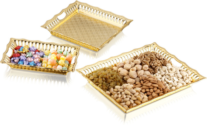 Sukhson India Cup Tray Serving Set(Pack of 3)