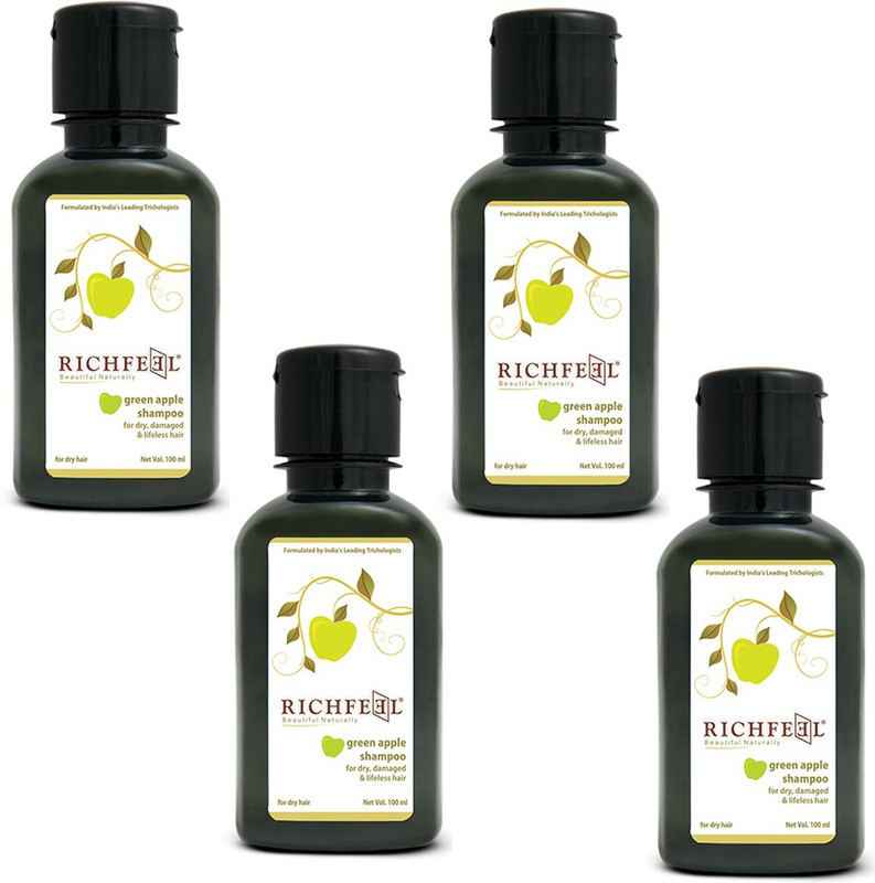 Richfeel Green Apple Shampoo Pack Of 4(400 ml)