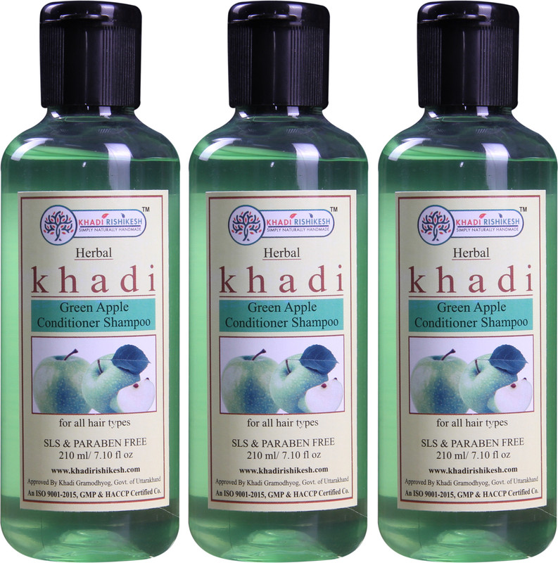 Khadi Rishikesh Herbal Green Apple Pack of 3 Contitioner Shampoo Each -(210 ml)