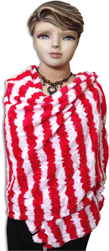 Keepsake Pure Wool Striped Women Shawl(Red, White)