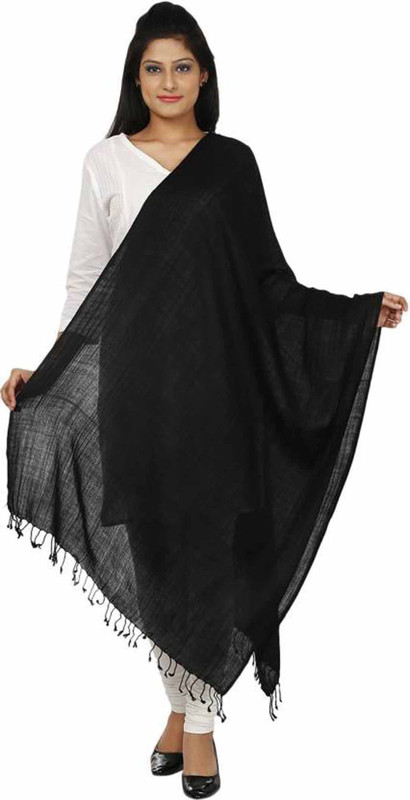 Kashmiri Handloom Shawl Pure Wool Woven Women Shawl(Black)