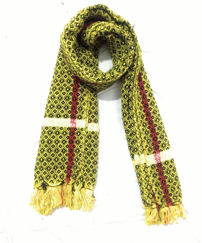 VRINDE Pure Wool Self Design Women Shawl(Yellow)