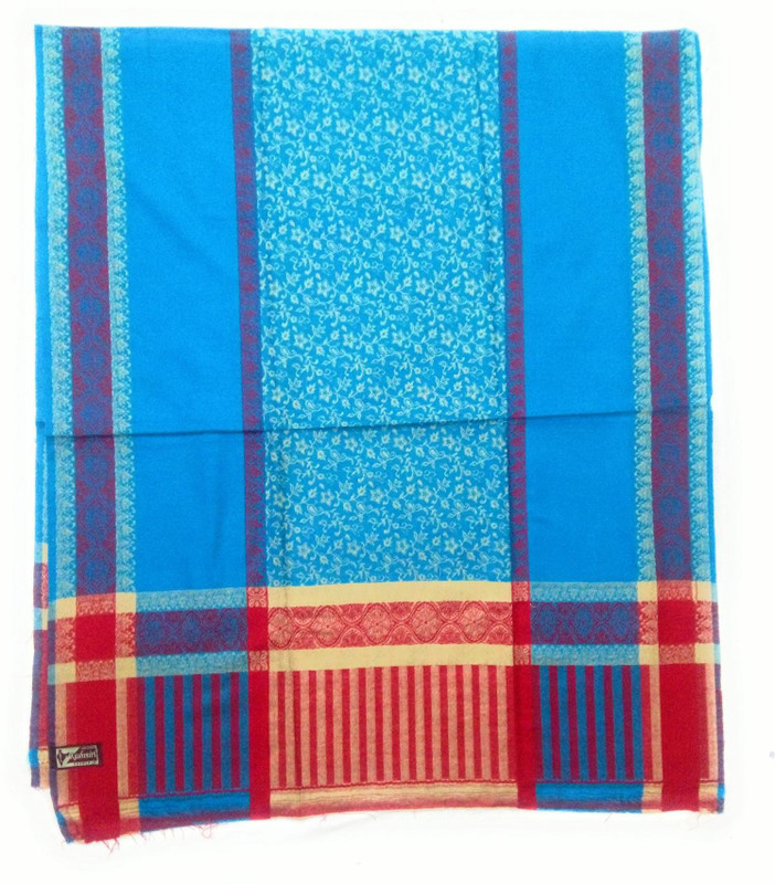 Vrinde Cotton Blend Solid Women Shawl(Blue)