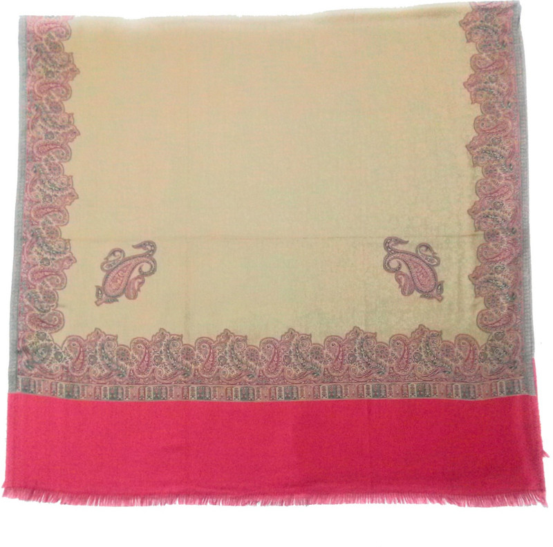 Vrinde Cotton Blend Embroidered Women Shawl(Beige)
