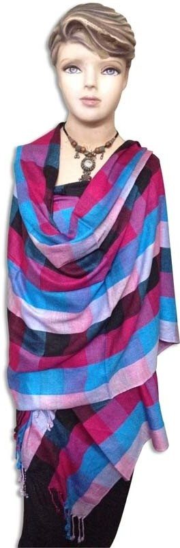 Keepsake Cotton Blend Checkered Women Shawl(Multicolor)