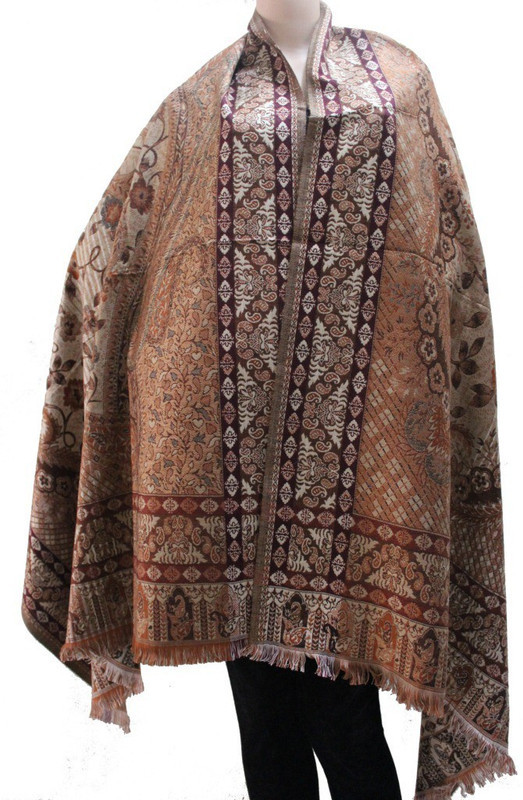 Matelco Polycotton, Acrylic Blend Printed Women Shawl(Brown)