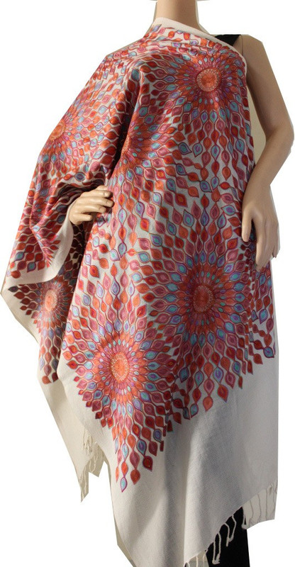 Matelco Pure Wool Embroidered Women Shawl(Multicolor)