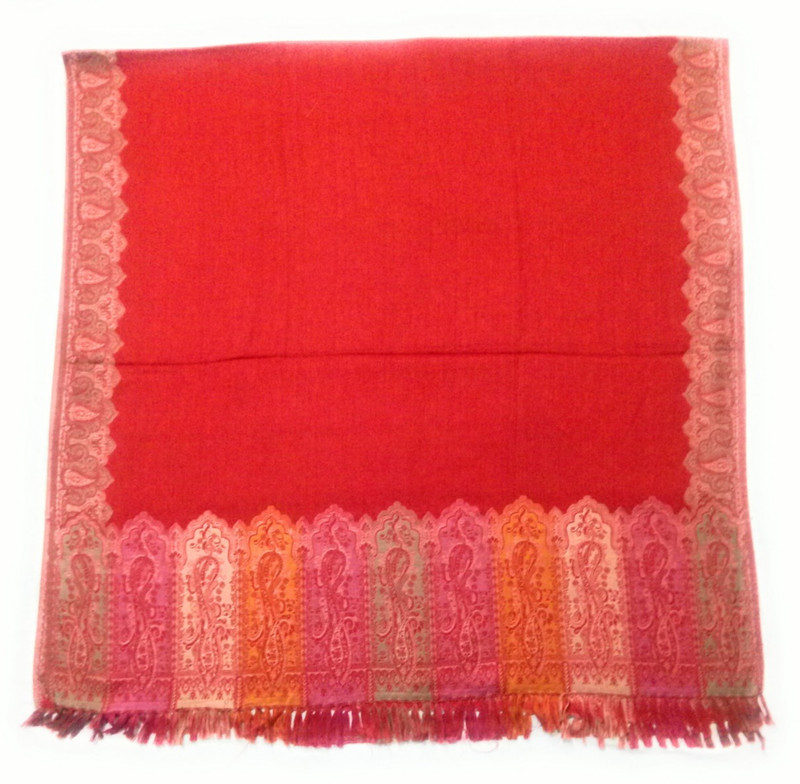 Vrinde Cotton Blend Embroidered Women Shawl(Red)