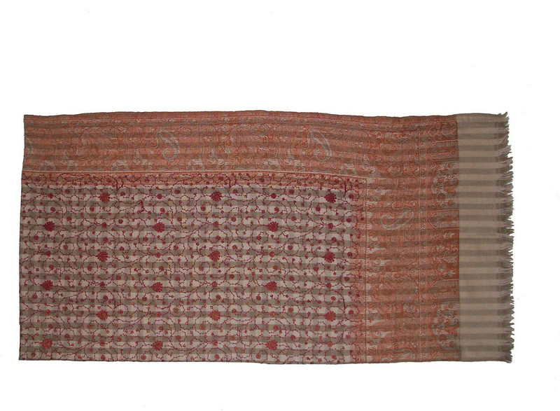 elan fashions Pure Wool Embroidered Women Shawl(Beige, Grey, Orange)