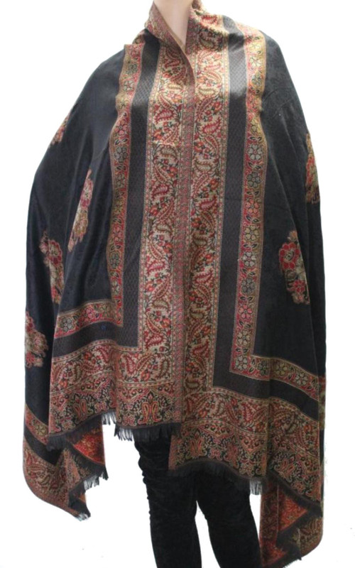 Matelco Pure Wool Woven Women Shawl(Black)