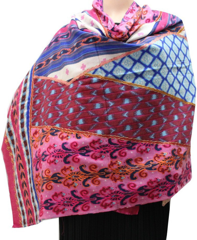 Matelco Pure Wool Embroidered Women Shawl(Pink)