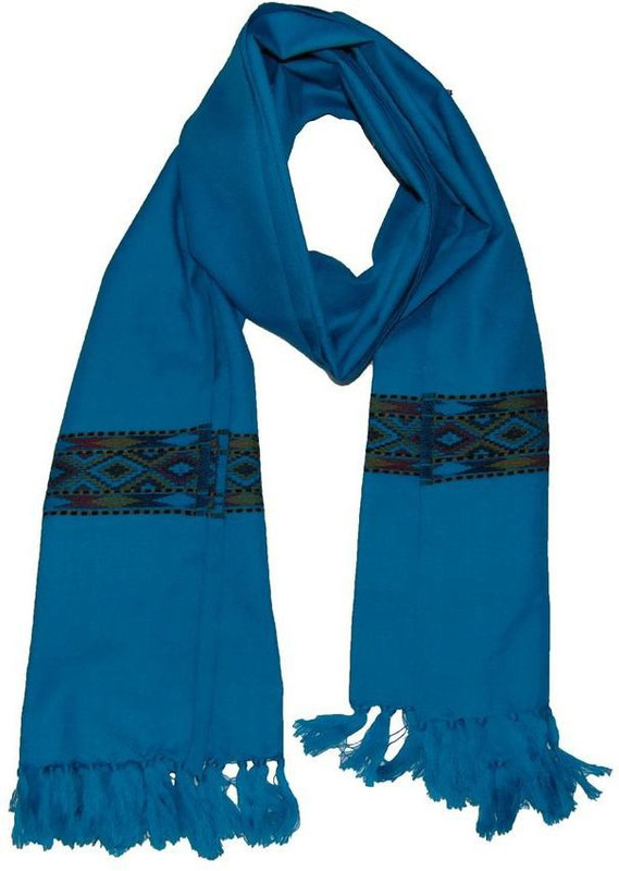 Vrinde Pure Wool Self Design Women Shawl(Blue)