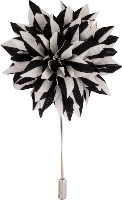 Avaron Projekt Handmade Black And White Flower Stainless Steel Sliding Pin Shirt Stud(Black, White)