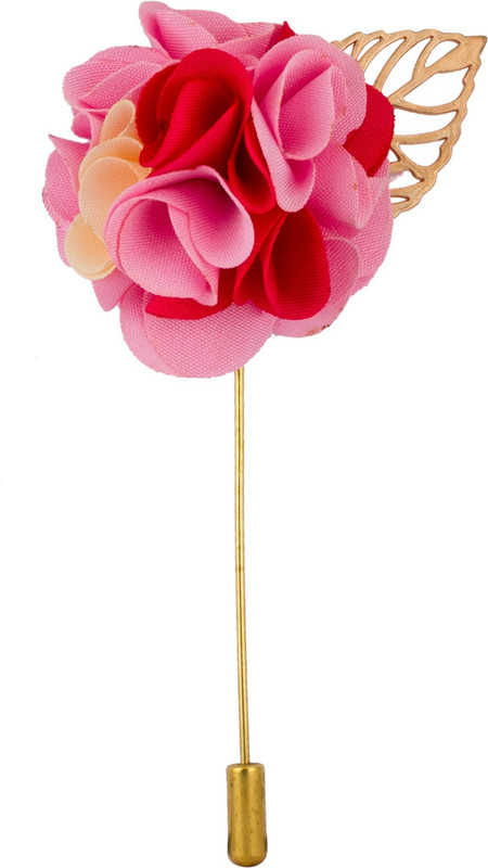Avaron Projekt Handmade Pink Red Bunch Flower Stainless Steel Sliding Pin Shirt Stud(Multicolor)