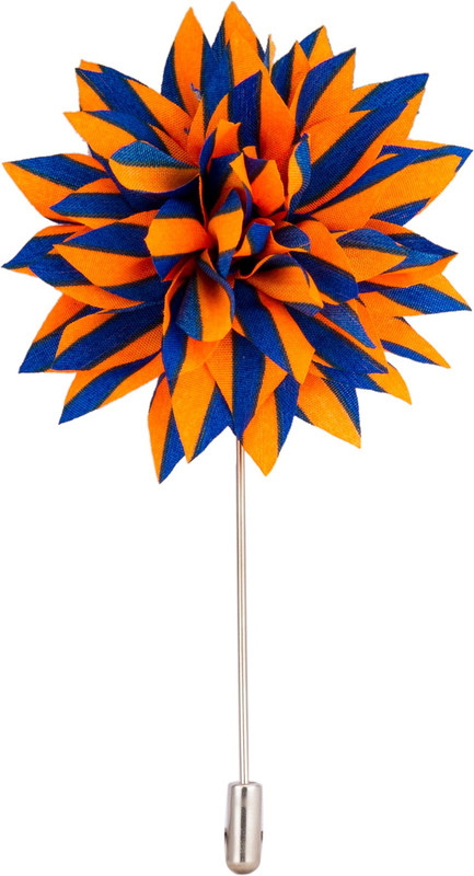 Avaron Projekt Handmade Orange And Royal Blue Flower Stainless Steel Sliding Pin Shirt Stud(Orange, Blue)