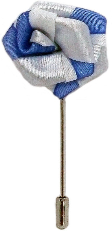 Blacksmith Two Tone Sea Blue Flower Lapel Pin Brass Sliding Pin Shirt Stud(Blue)