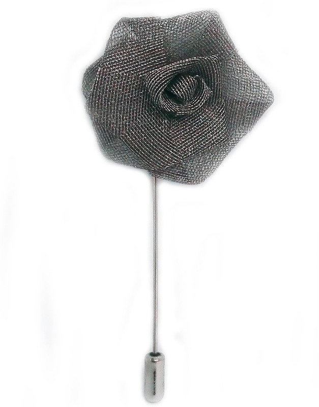 Blacksmith Dark Grey Flower Brass Sliding Pin Shirt Stud(Grey)