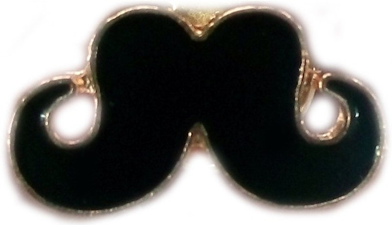 Blacksmith Moustache Lapel Pin Brass Fixed Back Shirt Stud(Black)