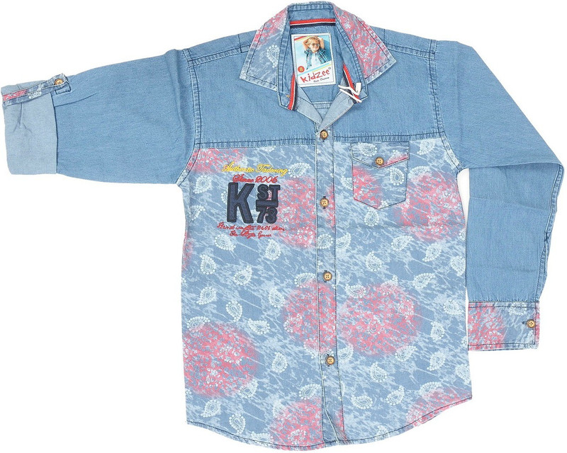 Kidzee Men Printed Casual Blue Shirt
