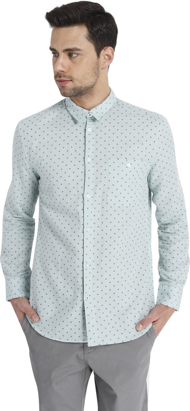 Jack & Jones Men Polka Print Casual Light Blue Shirt