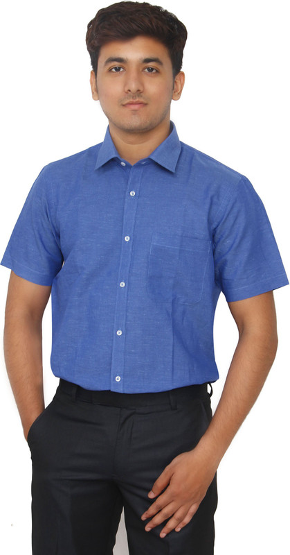 Kriss Men Solid Formal Blue Shirt
