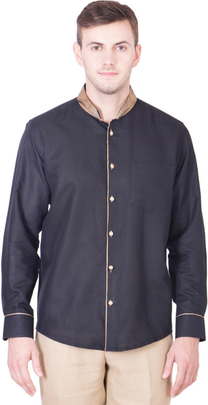 Desam Men Solid Casual Black Shirt Desam Men Solid Casual Black Shirt