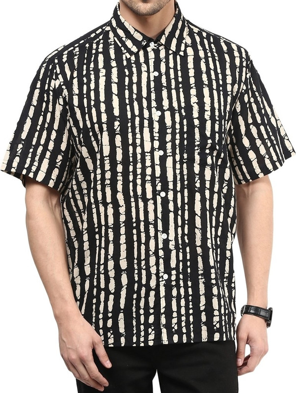 Vivid India Men Printed Casual White Shirt