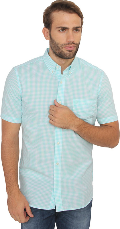 French Connection Men Checkered Casual Blue Shirt