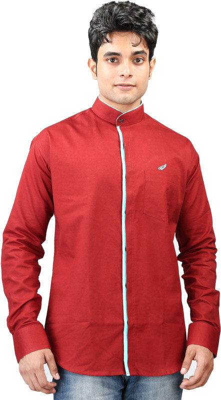 Relish Men Solid Casual Maroon, Light Blue Shirt