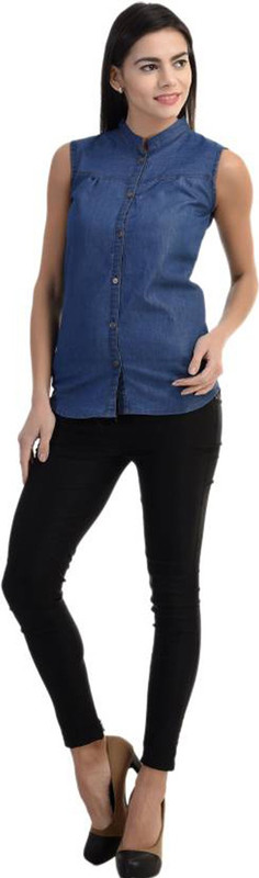 AV Collection Women Solid Casual Dark Blue Shirt