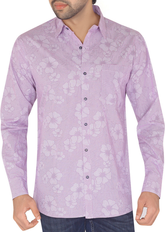 Giza Men Woven Casual Pink Shirt