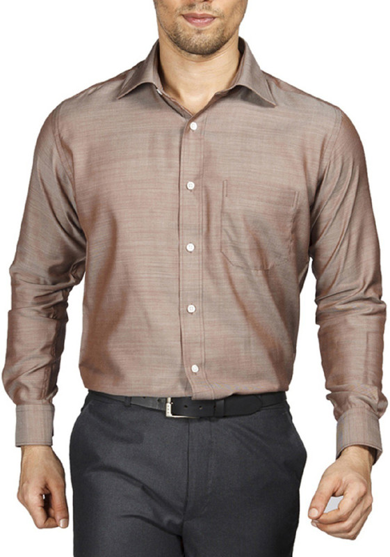Raymond Men Solid Formal Brown Shirt