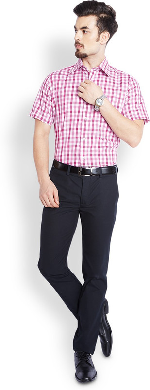 Park Avenue Men Checkered Formal Red Shirt