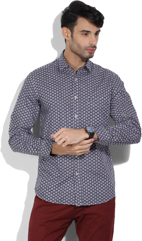 Arrow Sports Men Printed Casual Blue, Brown Shirt