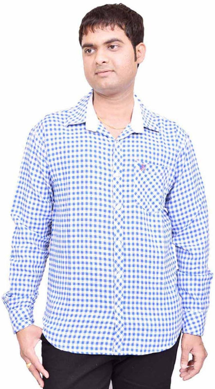 British Terminal Men Checkered Casual Blue Shirt
