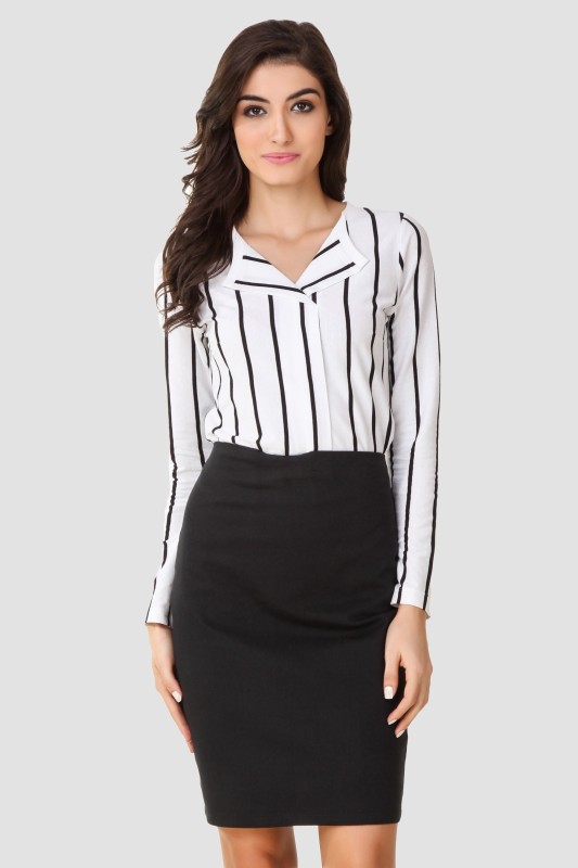 Texco Women Striped Casual Black, White Shirt