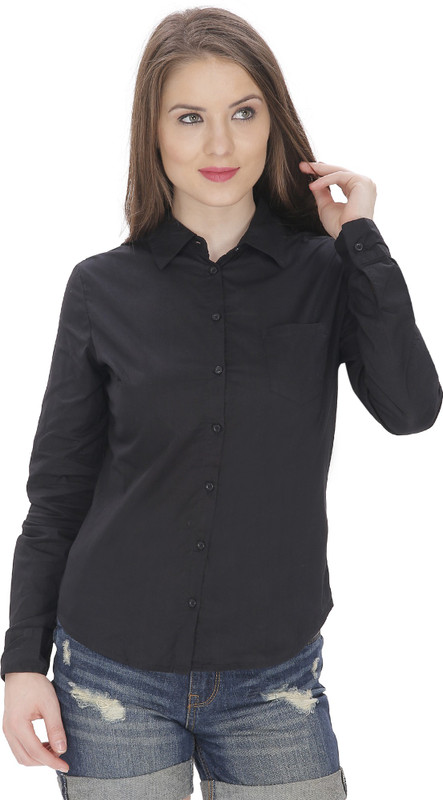 MansiCollections Women Solid Formal Black Shirt