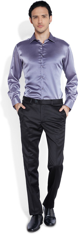 Parx Men Solid Casual Purple Shirt