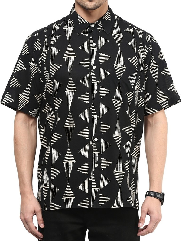 Vivid India Men Printed Casual Black Shirt