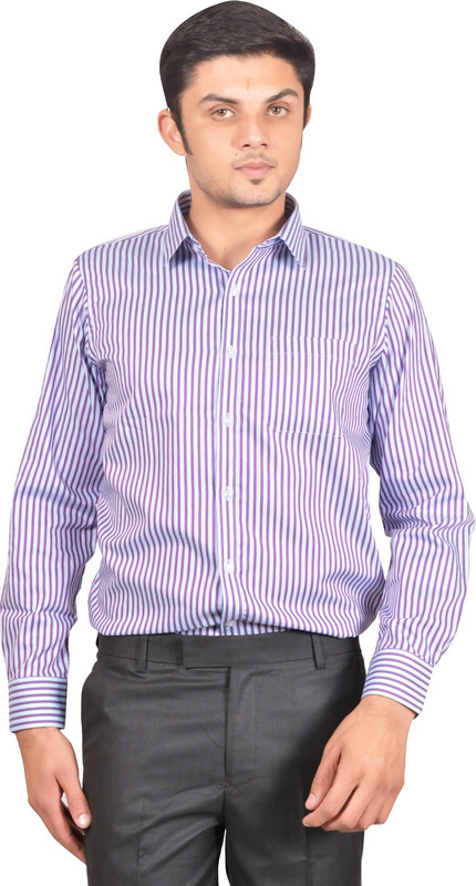 Kriss Men Striped Formal Purple Shirt