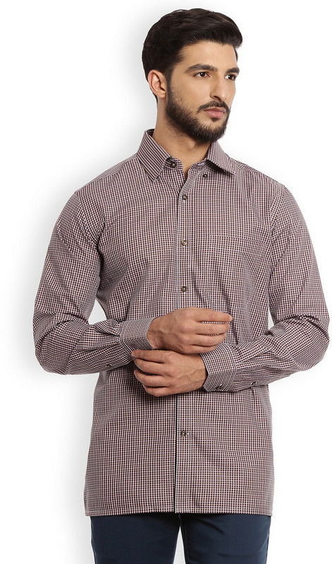 Raymond Men Checkered Formal Brown Shirt