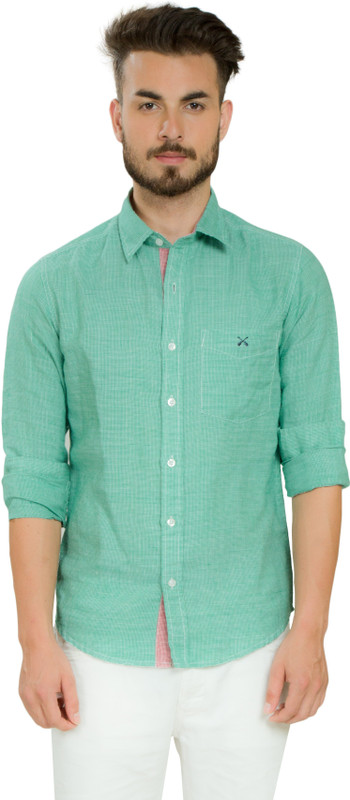 Club X Men Checkered Casual Light Green, White Shirt