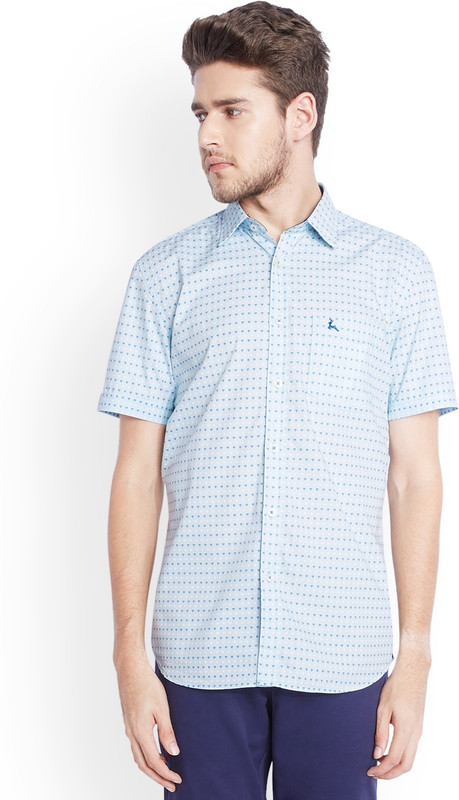 Parx Men Printed Casual Light Blue Shirt