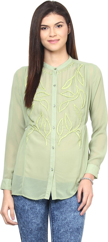L'Elegantae Women Solid Casual Dark Green Shirt